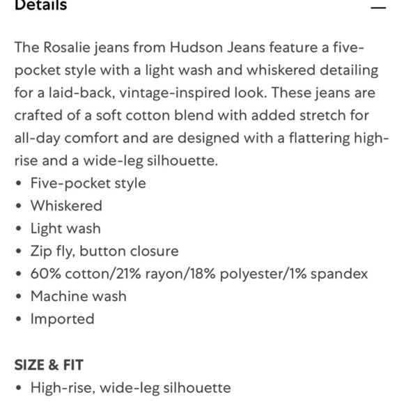 Hudson Rosalie High Rise Wide Leg Cropped Hem Jeans Size 31 - Picture 10 of 10